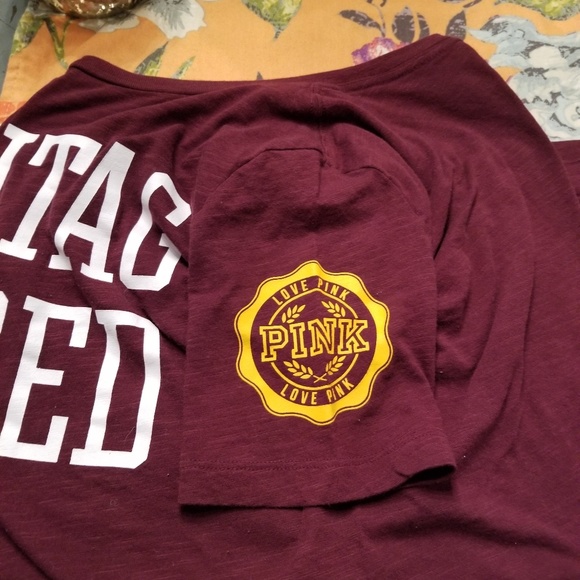 Junior's xsmall maroon pink Victoria secret tee - Picture 3 of 4
